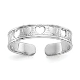 14k White Gold Polished With Hearts Toe Ring